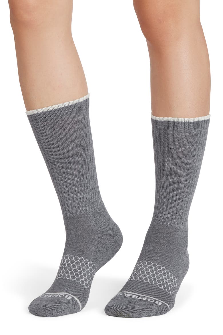 Merino Wool Blend Marled Crew Socks, Main, color, STORM GREY HEATHER