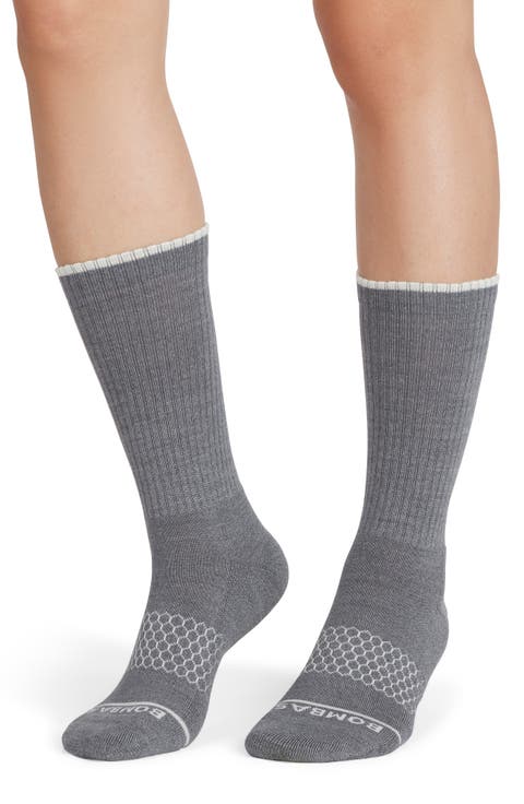 Merino Wool Blend Marled Crew Socks