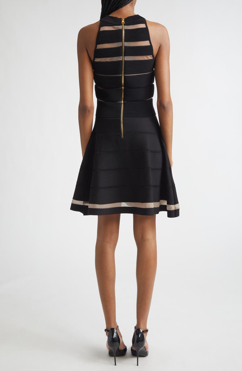 Balmain Stripe Ottoman Stitch Sweater Dress, Alternate, color, 0Pa Black