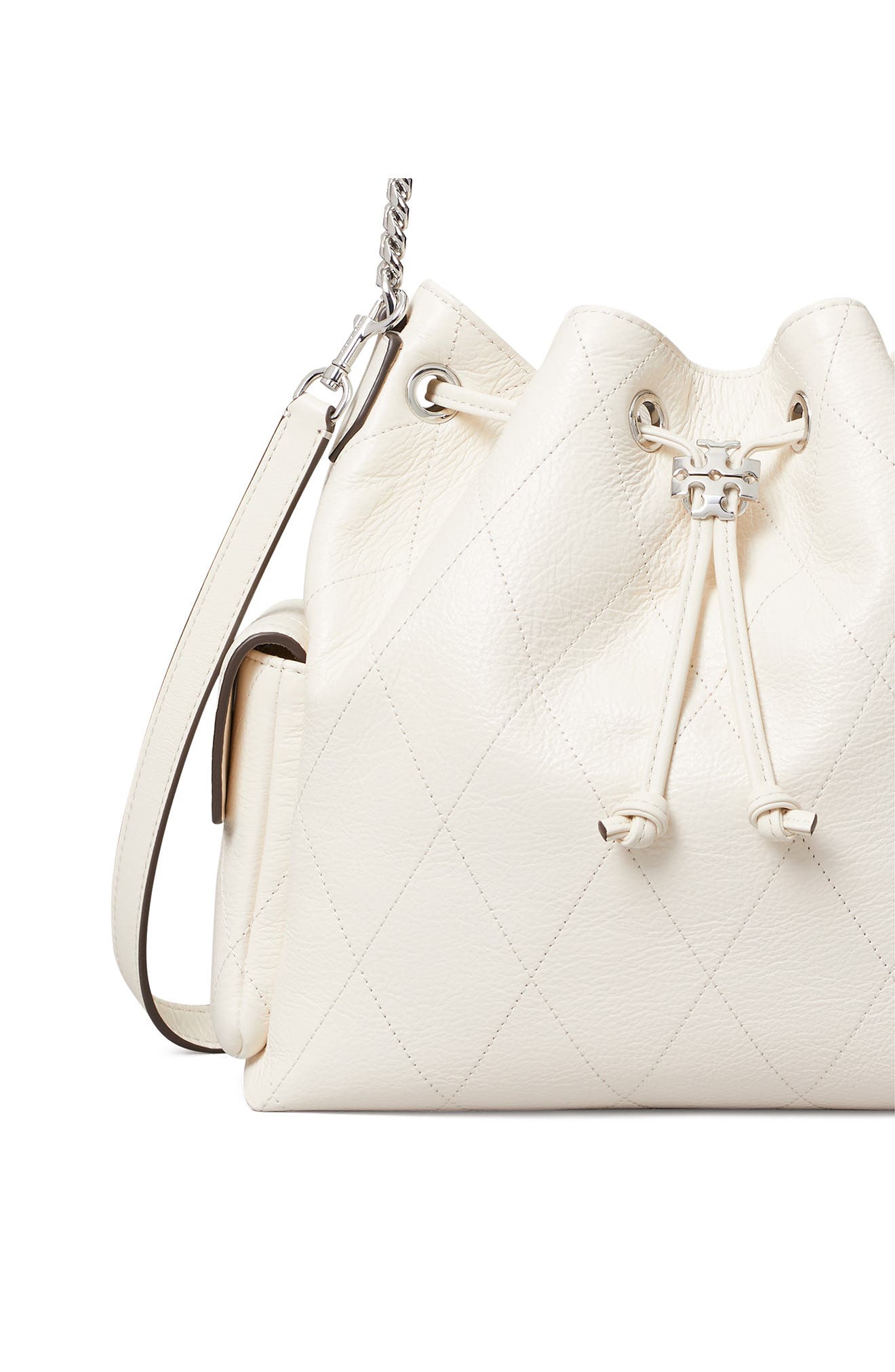 Tory Burch Charlie Quilted Leather Drawstring Shoulder Bag, Alternate, color, 