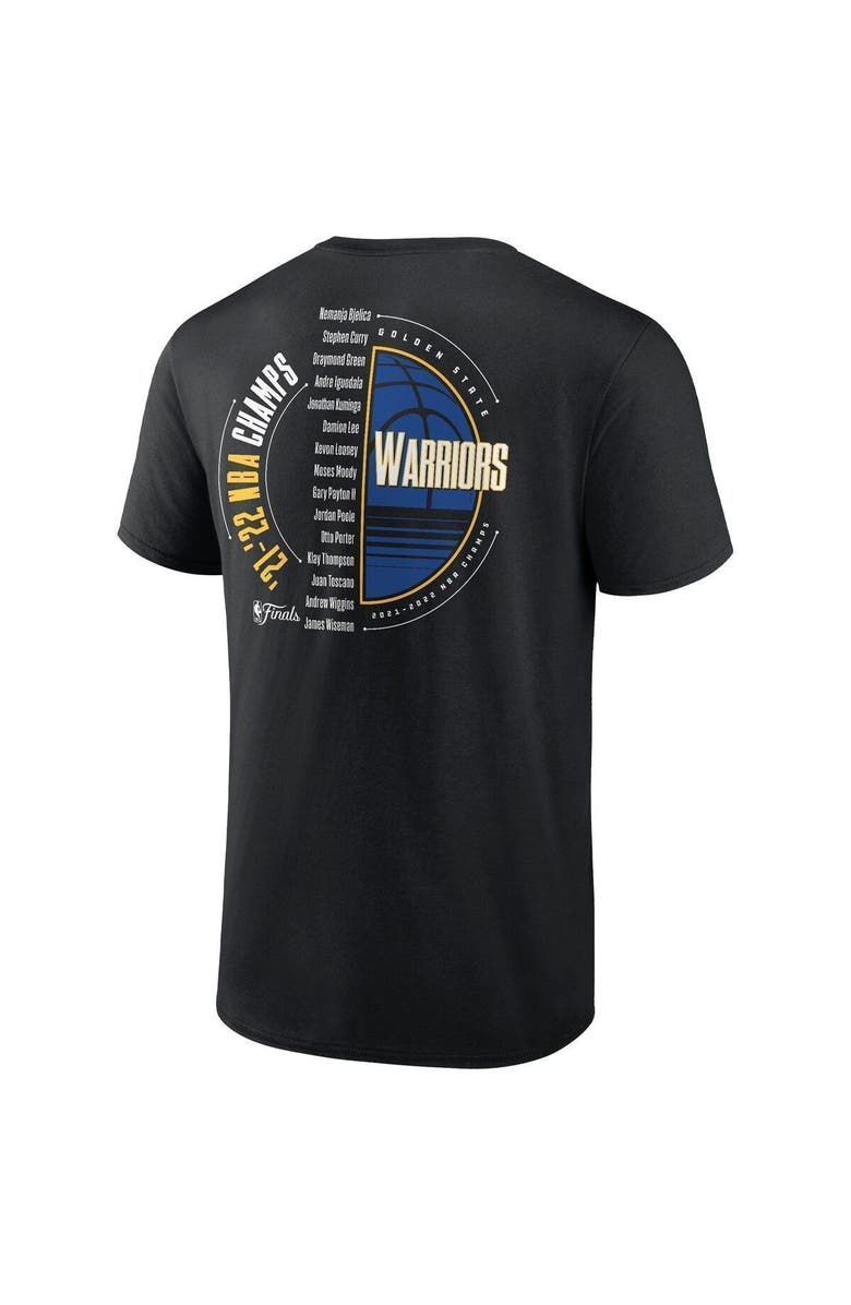 FANATICS Men's Fanatics Branded Black Golden State Warriors 2022 NBA Finals Champions Drive List Roster T-Shirt, Alternate, color, 
