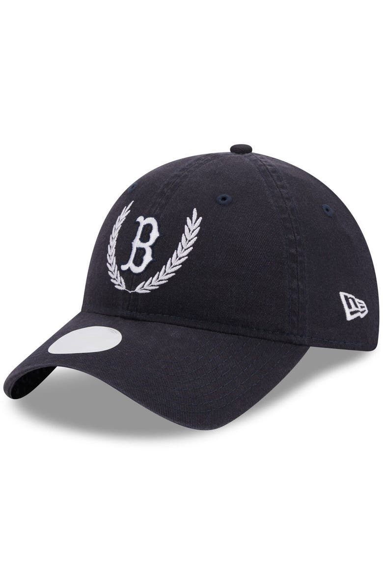 Women's New Era Navy Boston Red Sox Leaves 9TWENTY Adjustable Hat, Main, color, Navy