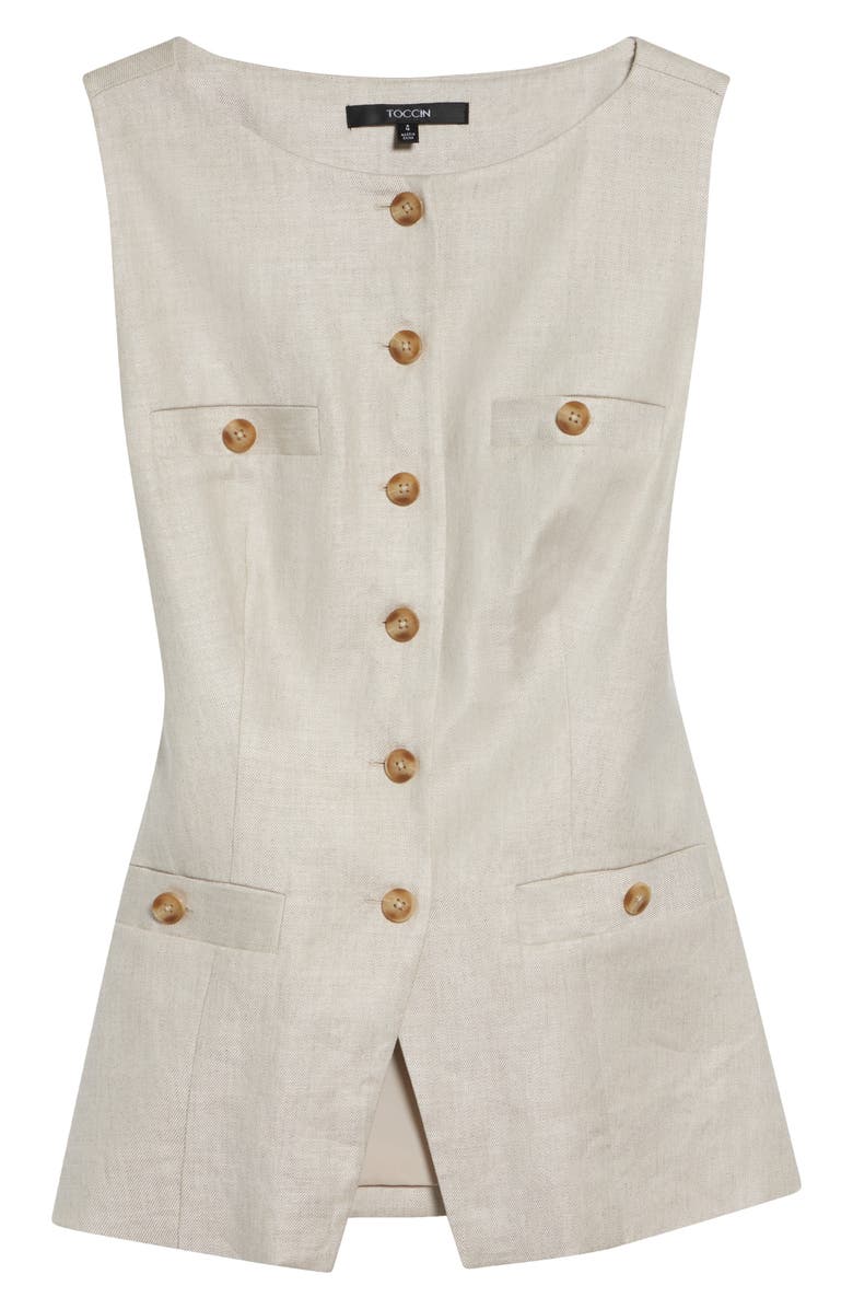Toccin Amra Bateau Neck Linen Blend Vest, Alternate, color, Desert