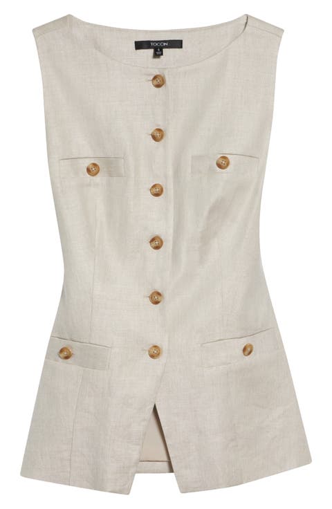 Amra Bateau Neck Linen Blend Vest