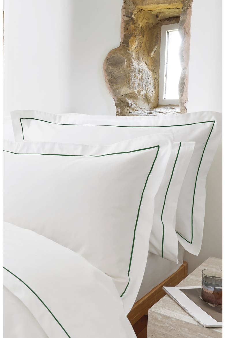 Premium Luxury Sateen Cotton Oxford Style Pillow Sham Pairs, Alternate, color, Green