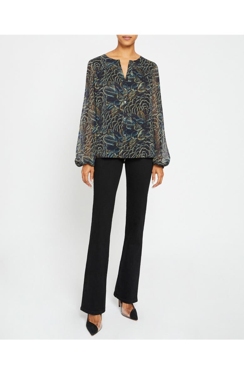 Santorelli DIONE Long Sleeve Button Front Blouse in Printed Georgette, Alternate, color, 