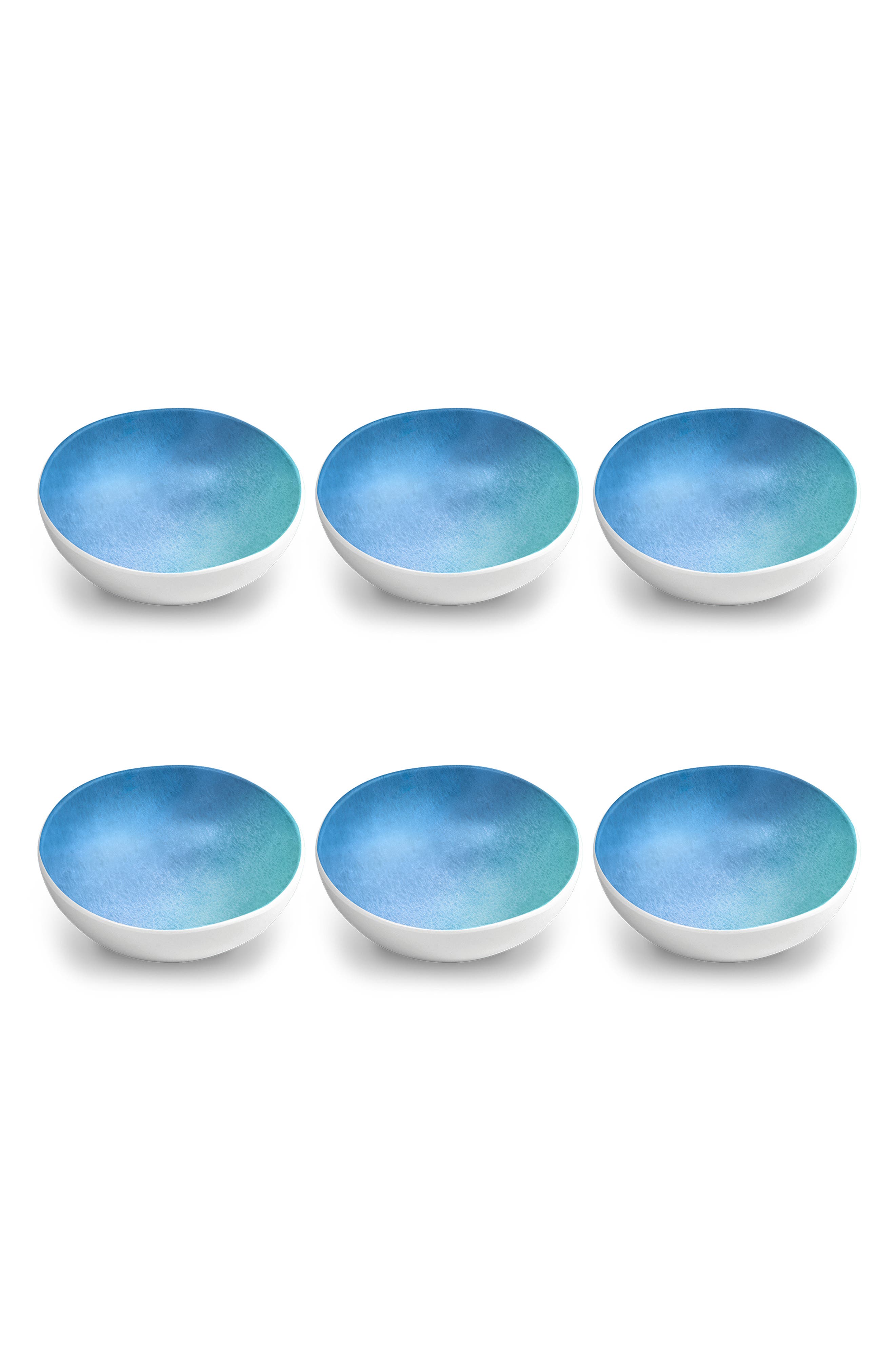 Oceanic Ombré Set of Six Melamine Bowls