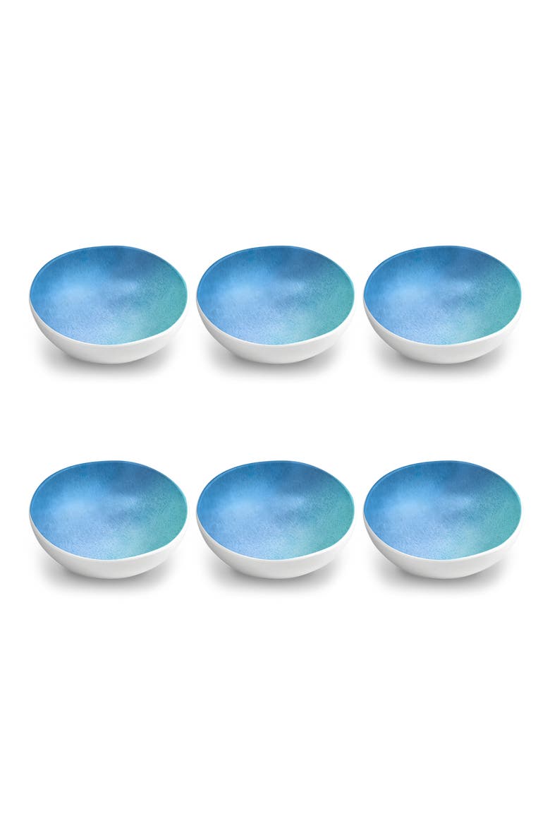 Oceanic Ombré Set of Six Melamine Bowls, Main, color, BLUE