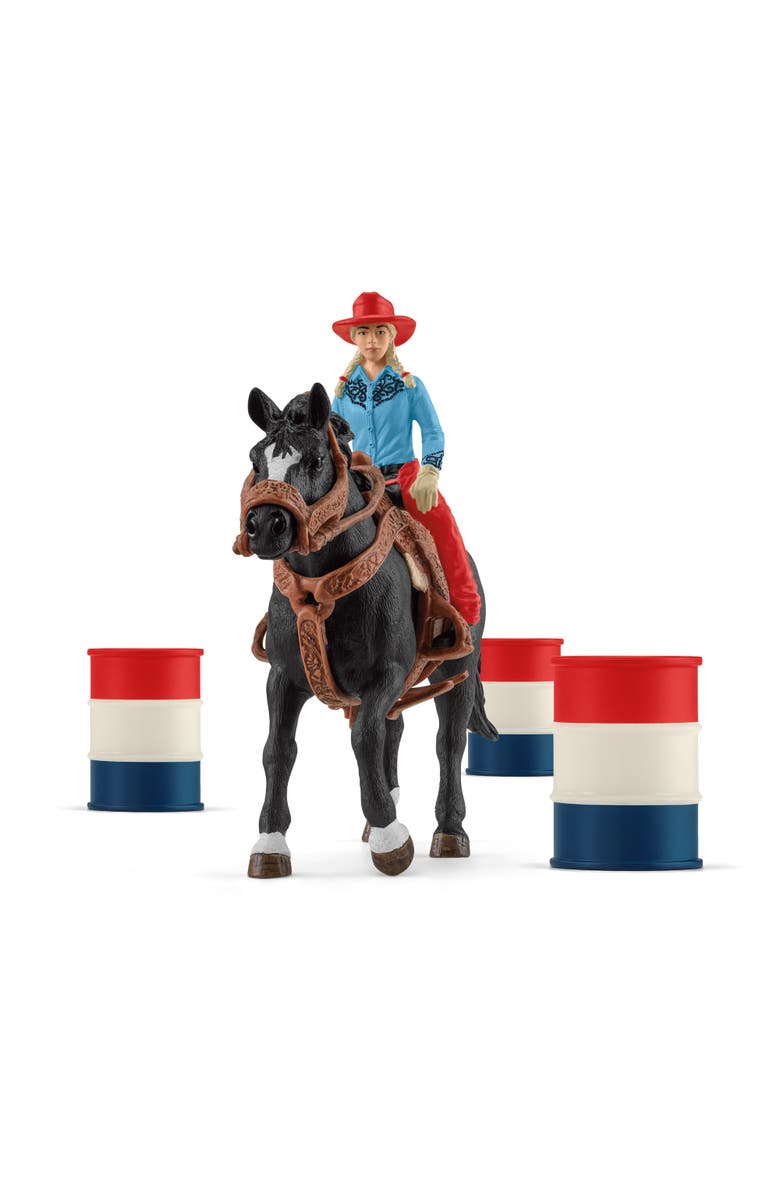 Schleich Farm World Cowgirl Barrel Racing Fun, 7 Piece Playset, Kids, Main, color, Multicolored