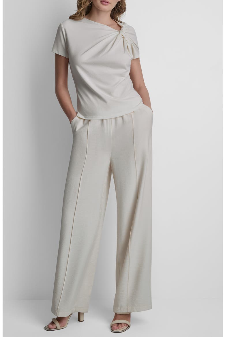 Twist Neck Cotton Blend Top, Alternate, color, COCONUT