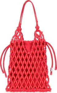 STAUD Karla Wood Beaded Shoulder Bag
