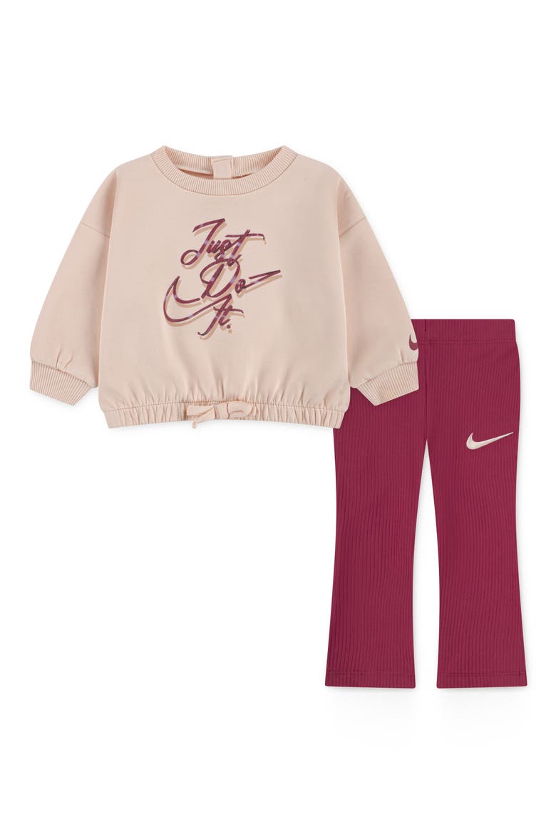 Just Do It Sweatshirt & Rib Leggings Set, Main, color, SWEET BEET