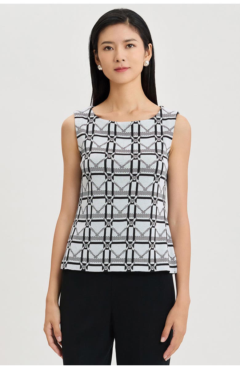 Ming Wang Monochrome Geometric Knit Tank, Main, color, 