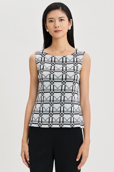 Monochrome Geometric Knit Tank