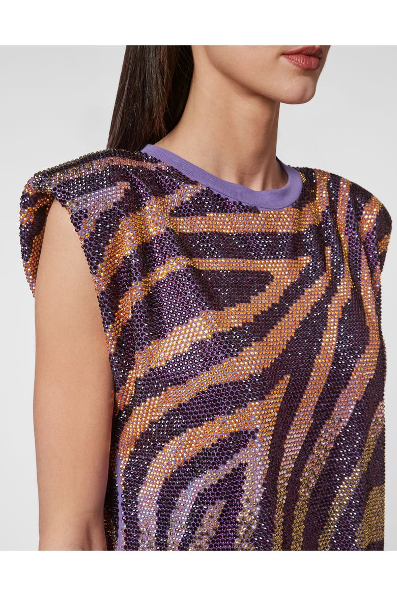 T-Shirt Round Neck Women, Alternate, color, purple/lightgold
