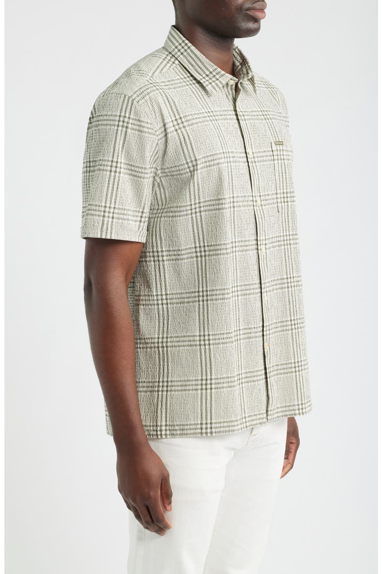 Carrock Plaid Seersucker Short Sleeve Button-Up Shirt, Alternate, color, WHISPER WHITE