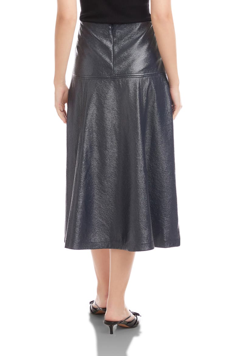 Bronwyn Faux Leather Midi Skirt, Alternate, color, NAVY