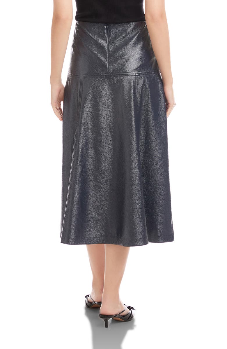 FIFTEEN TWENTY Bronwyn Faux Leather Midi Skirt, Alternate, color, Navy