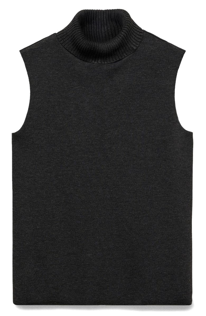 MANGO Sleeveless Turtleneck Sweater, Main, color, Dark Heather Grey