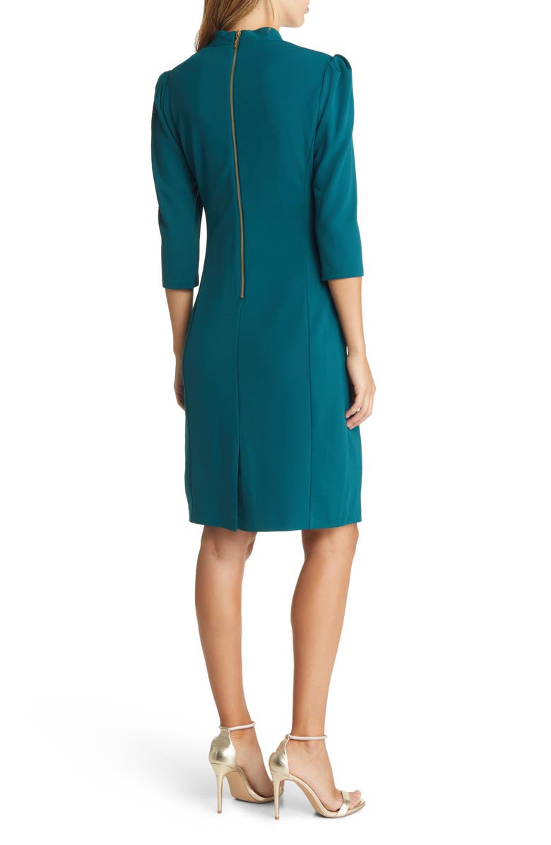 Tahari ASL Side Ruched Puff Shoulder Sheath Dress, Alternate, color, 