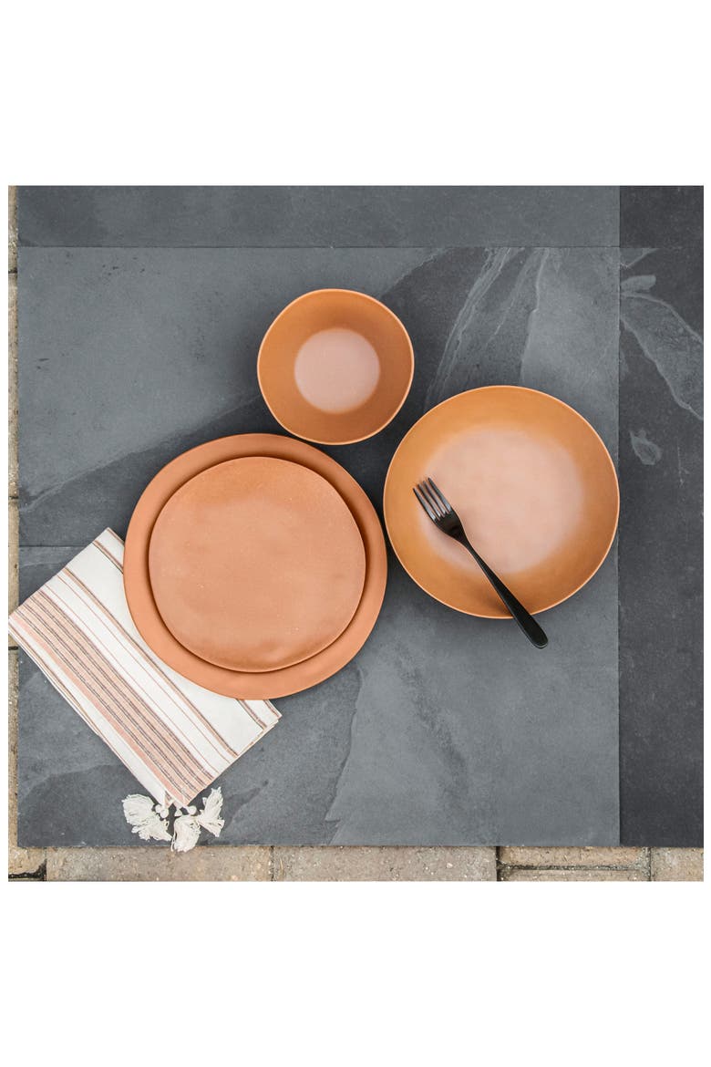 Planta Matte Terracotta Set of Six Melamine Low Bowls, Alternate, color, BROWN