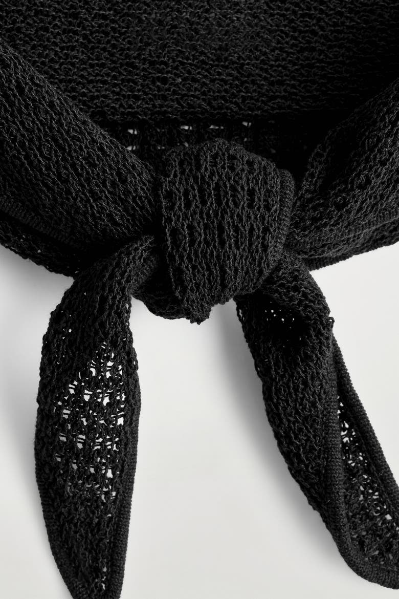 Open-Knit Triangle Scarf, Alternate, color, BLACK