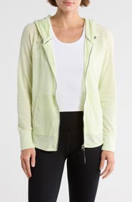 DKNY Slub Waffle Knit Zip Hoodie