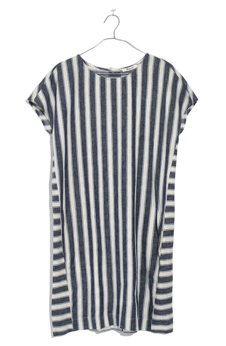 Madewell Stripe Play Button Back Dress, Alternate, color, 