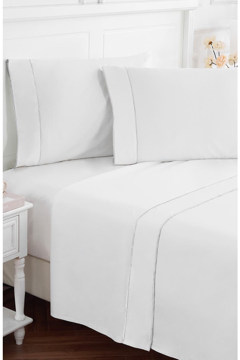 Framed 600 Thread Count Sateen Sheet Set, Alternate, color, WHITE/ WHITE