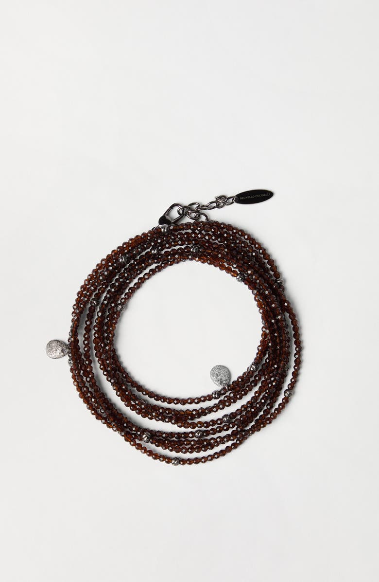 Brunello Cucinelli Brown Vetro wrap bracelet, Alternate, color, Brown