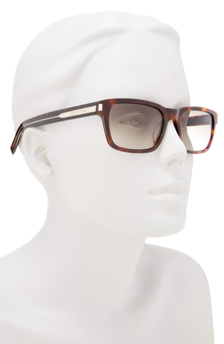 Saint Laurent 57mm Square Sunglasses, Alternate, color, Havana Crystal Brown