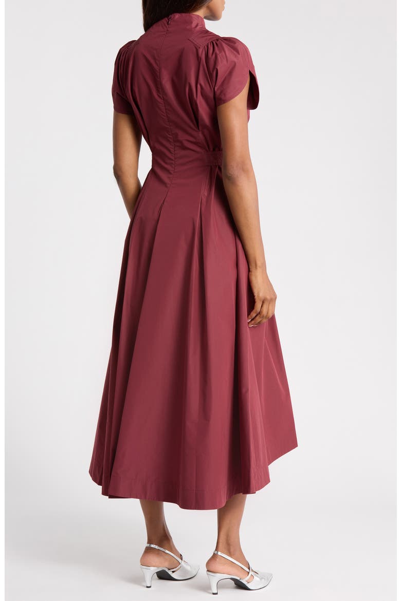 Tulip Puff Sleeve Cotton Midi Dress, Alternate, color, BRICK