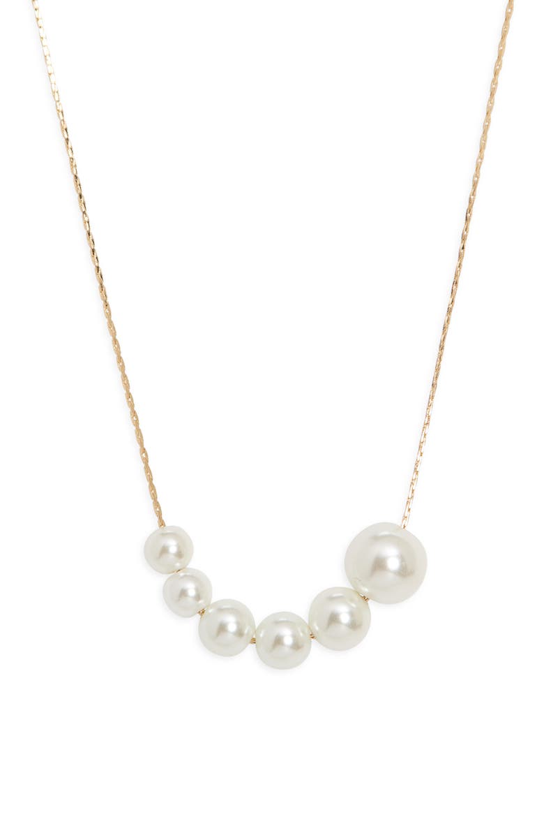 Graduated Freshwater Pearl Necklace, Main, color, WHITE- GOLD