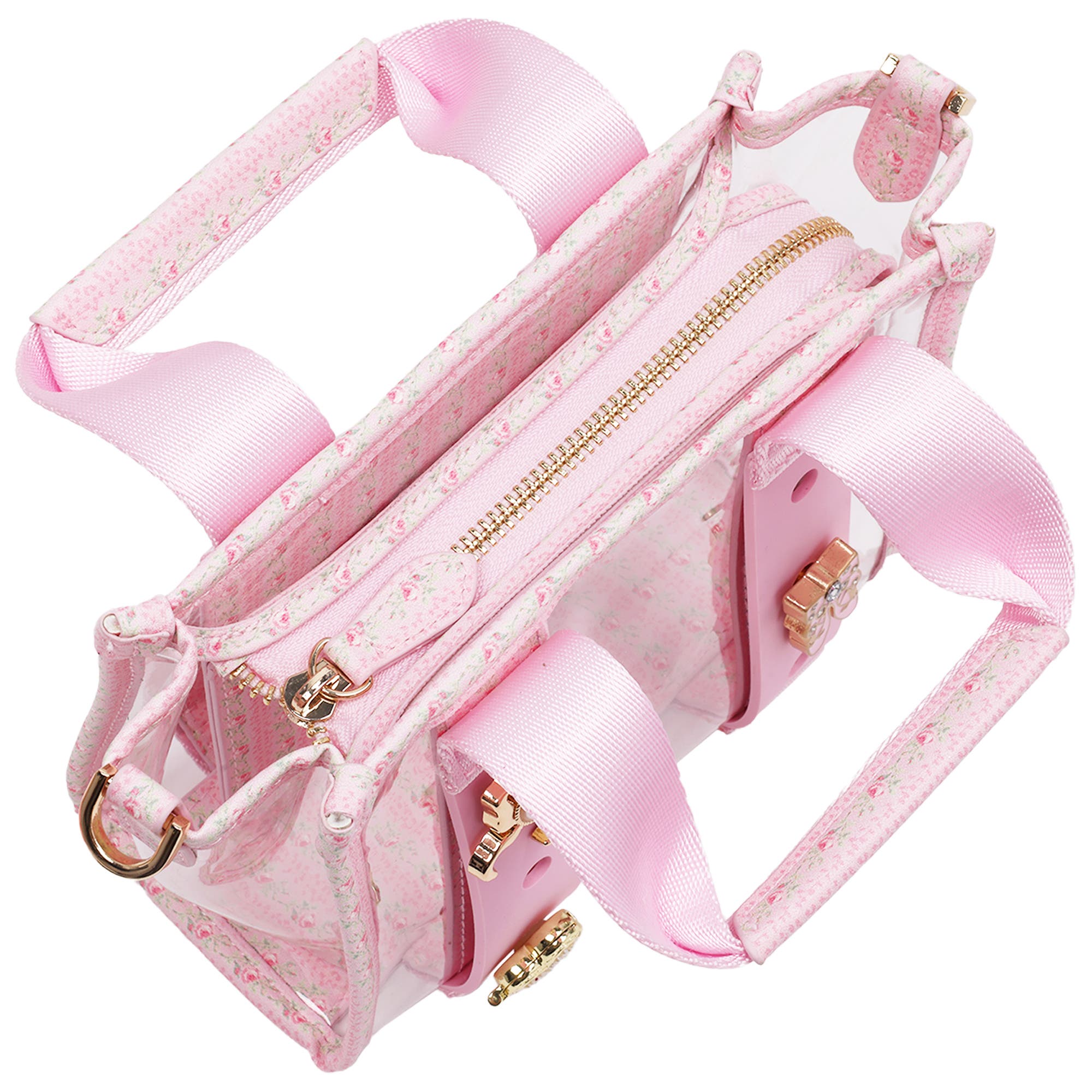 CROCS x LoveShackFancy Clear Mini Tote Crocssbody Bag With Charm details and Dust bag, Alternate, color, 