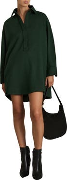 Reiss Lauren Long Sleeve Wool & Cotton Blend Minidress