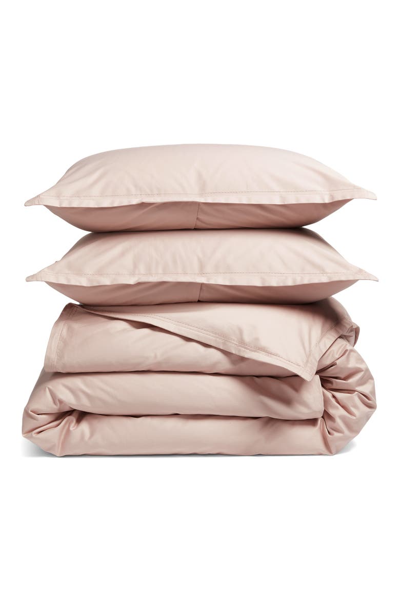 400 Thread Count Organic Cotton Sateen Duvet Cover & Shams Set, Main, color, PINK SEPIA