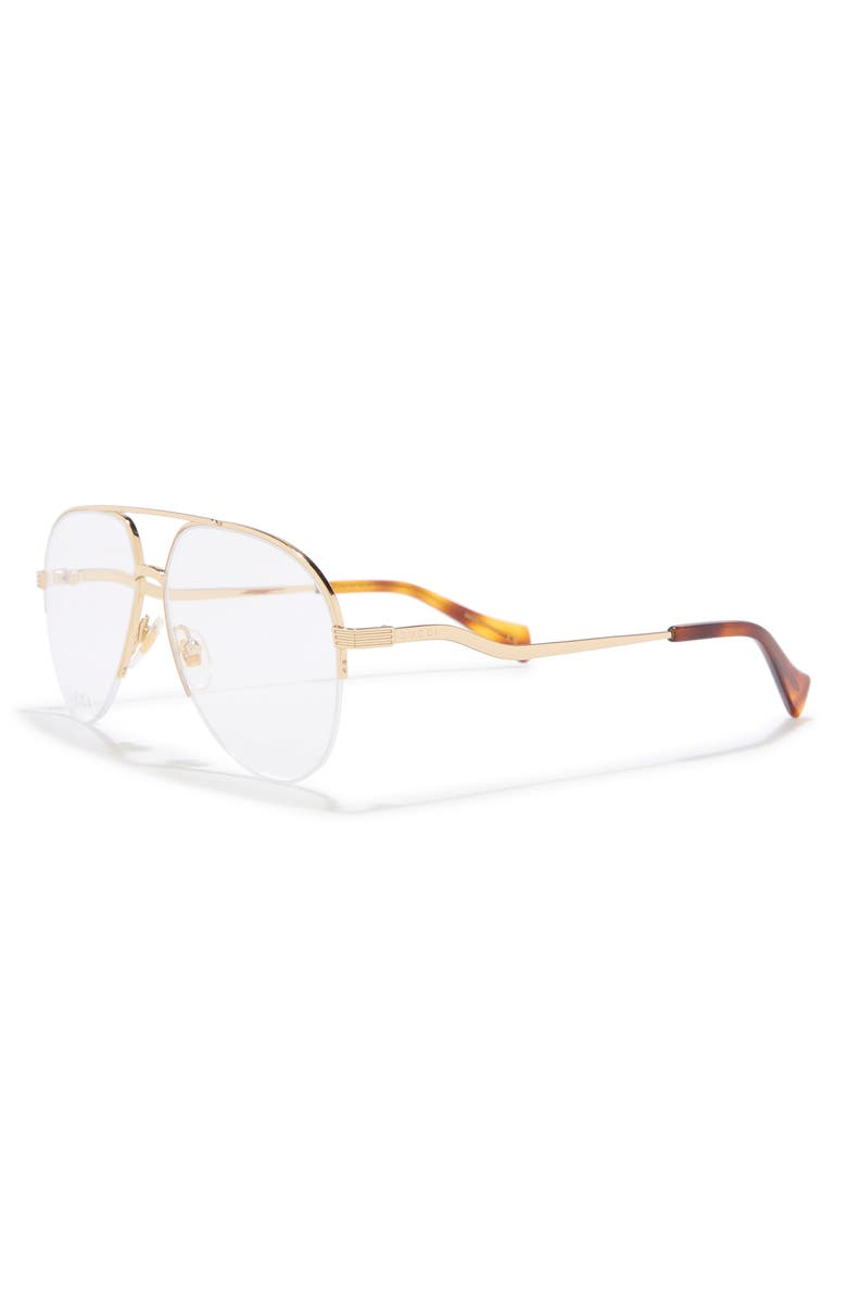 Gucci 55mm Aviator Optical Frames, Alternate, color, Gold/ Gold Transparent