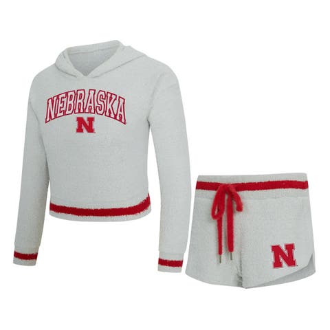 Women's Concepts Sport Gray/Scarlet Nebraska Huskers Whitley Long Sleeve Hoodie Top & Shorts Set