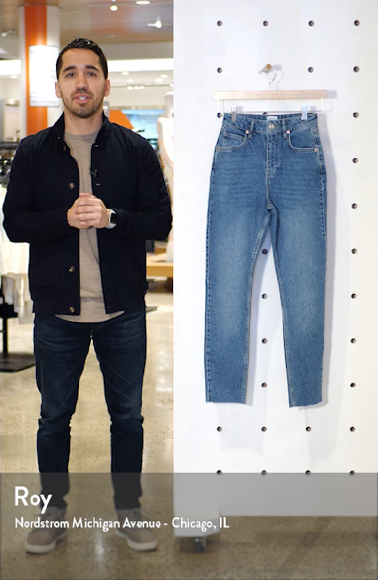 Edie High Waist Raw Hem Skinny Jeans, sales video thumbnail