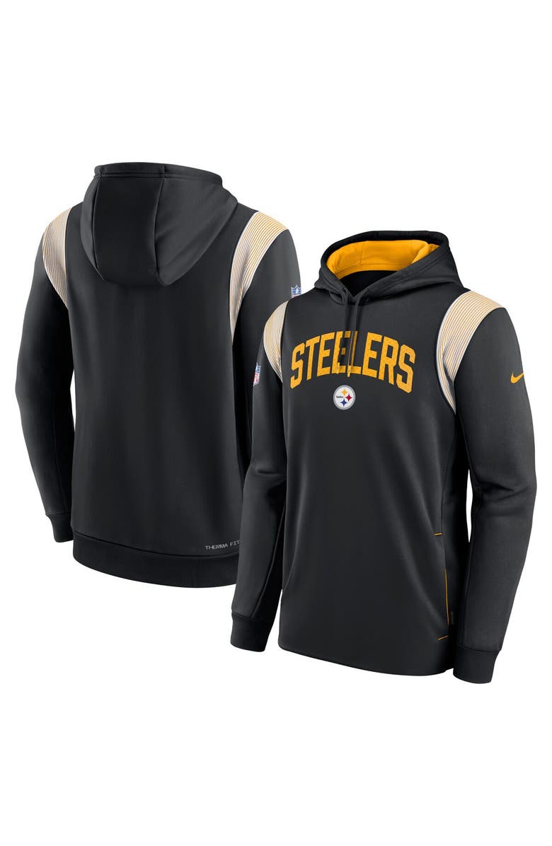 Nike Men's Nike Black Pittsburgh Steelers Sideline Athletic Stack Performance Pullover Hoodie, Alternate, color, 