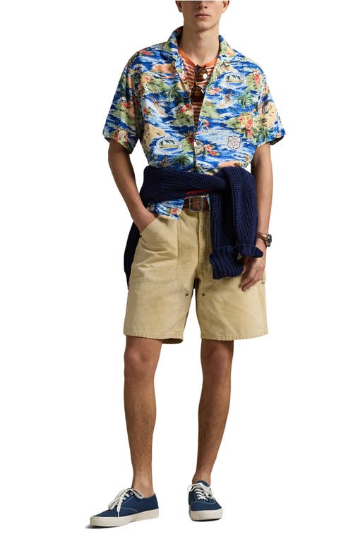 Polo Ralph Lauren Short Sleeve Tropical Print Lightweight Shirt In Polo Surf Scenic