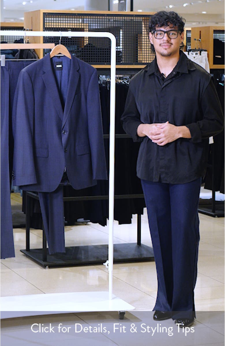 Huge Slim Fit Dark Blue Check Suit, sales video thumbnail