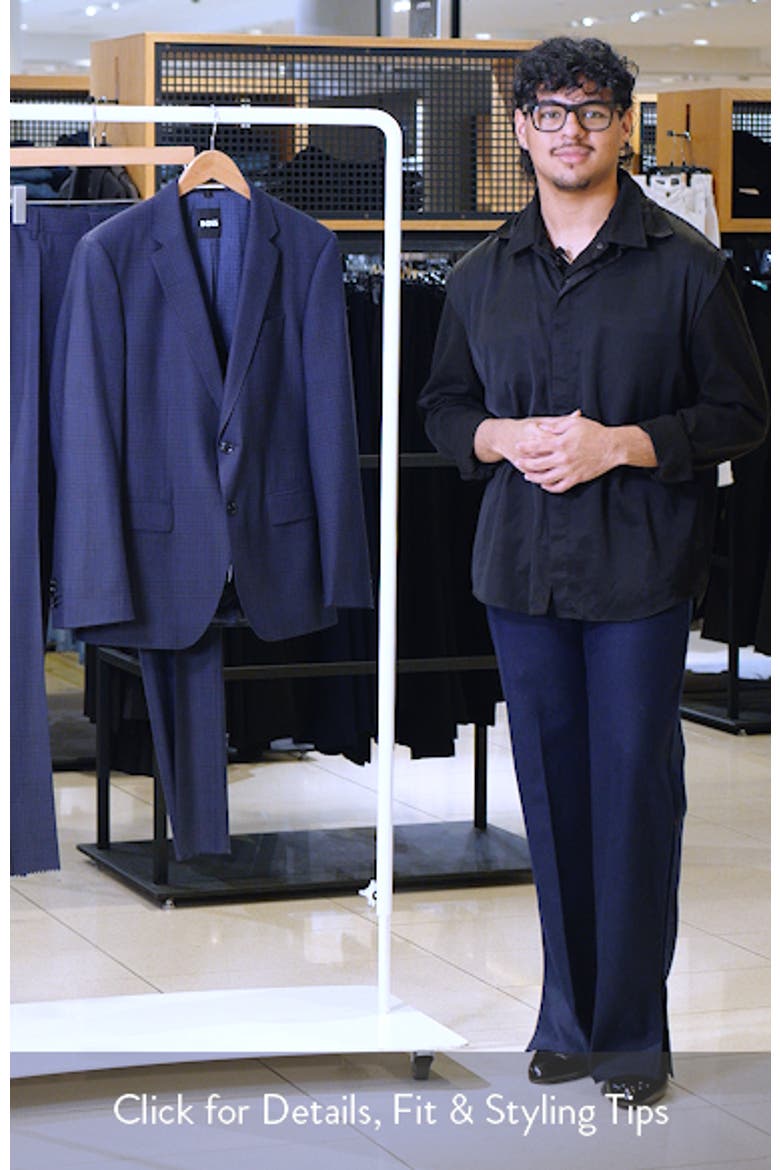 Huge Slim Fit Dark Blue Check Suit video