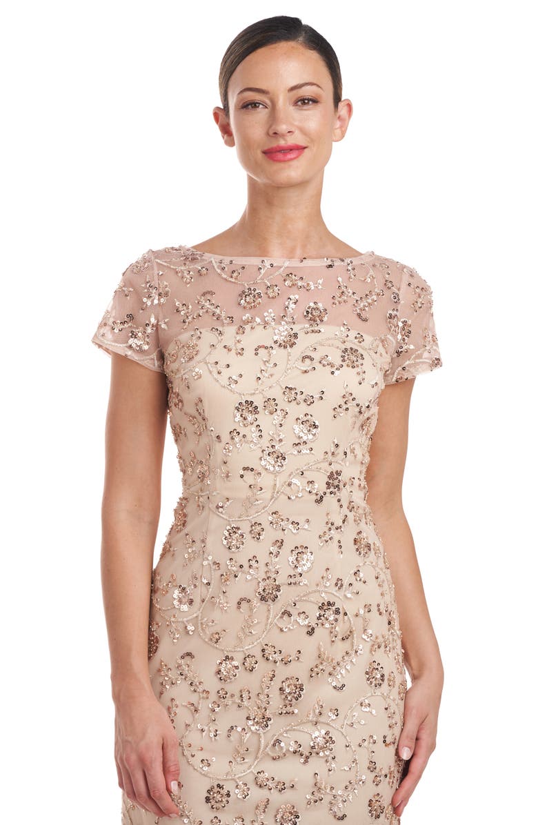 JS Collections Sequin Embroidered Cocktail Dress, Alternate, color, 