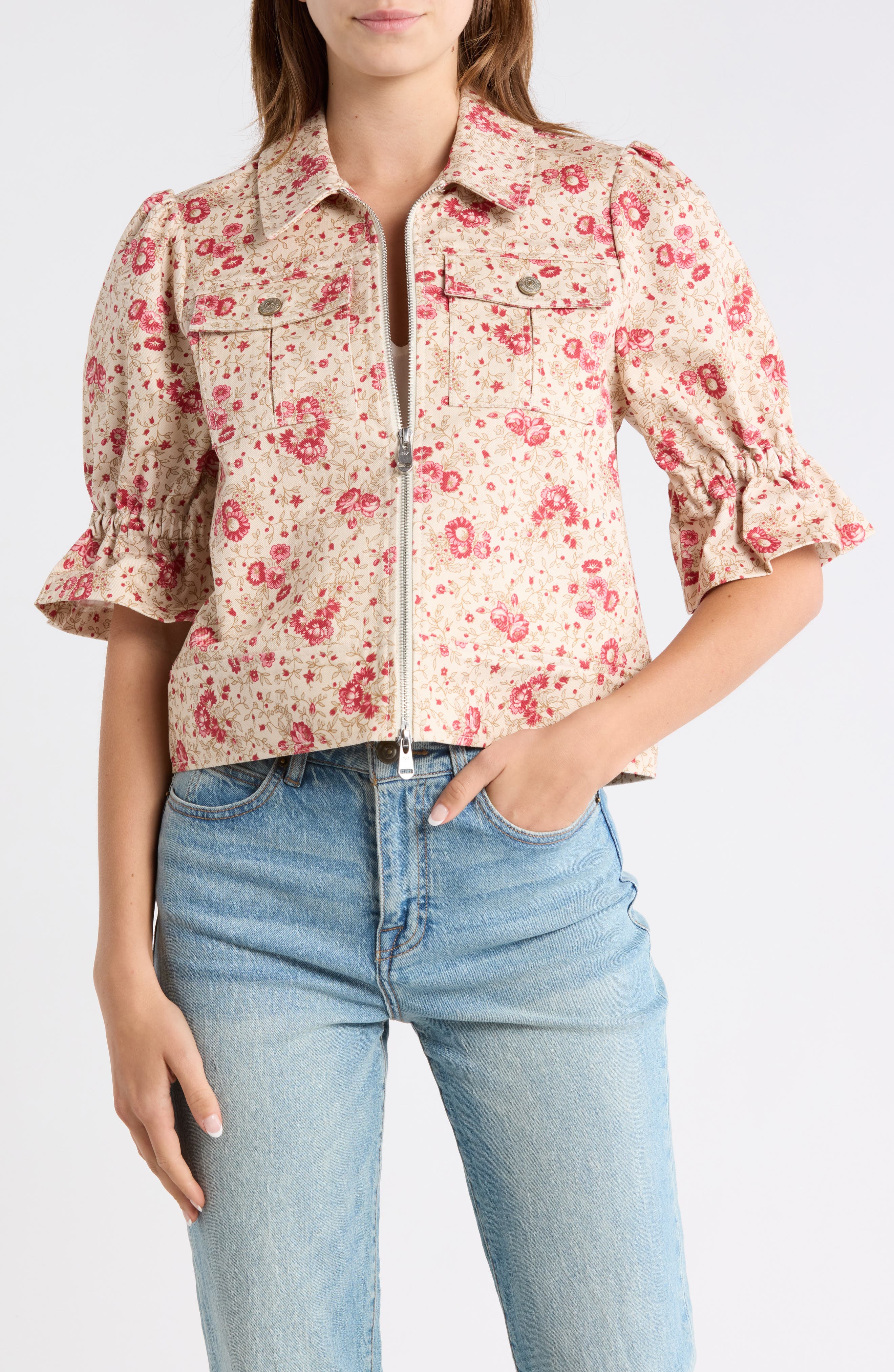 Cinq à Sept Mini Bouquet Holly Short Sleeve Crop Jacket