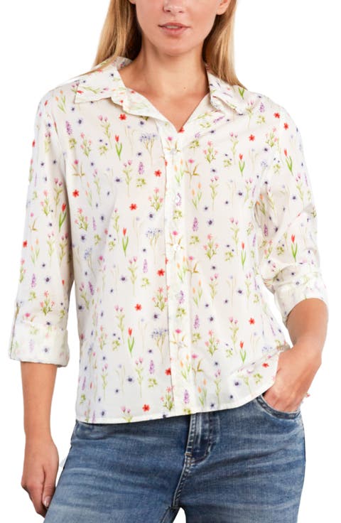 Cotton Blend Button-Up Shirt