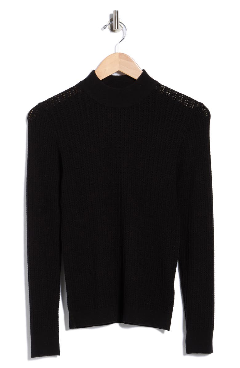 ELIE ELIE TAHARI Mock Neck Pointelle Sweater, Alternate, color, Black
