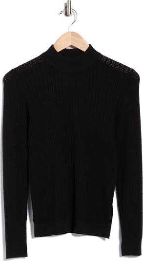 Mock Neck Pointelle Sweater