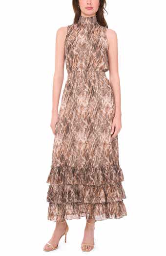 Halogen® Sleeveless Smocked Ruffle Tiered Maxi Dress