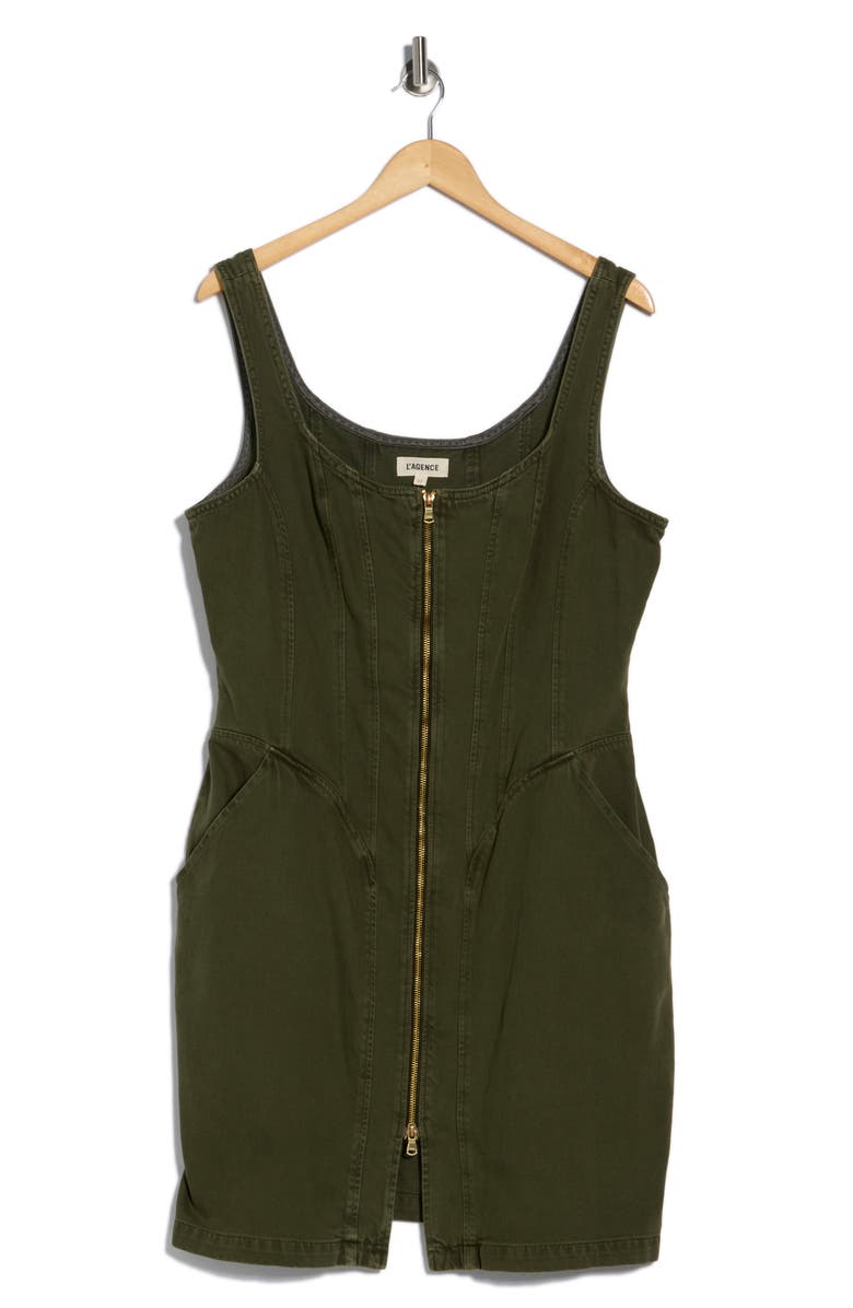 L'AGENCE Jaxyn Sleeveless Zip Front Dress, Main, color, Picholine